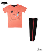 Girls Pokemon T-Shirt  Set (Peach/Black)