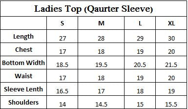Ladies Quarter Sleeve Pack of 4