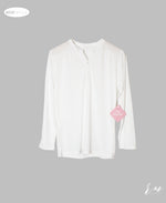Ladies Button Down Tunic Shirt ( White )