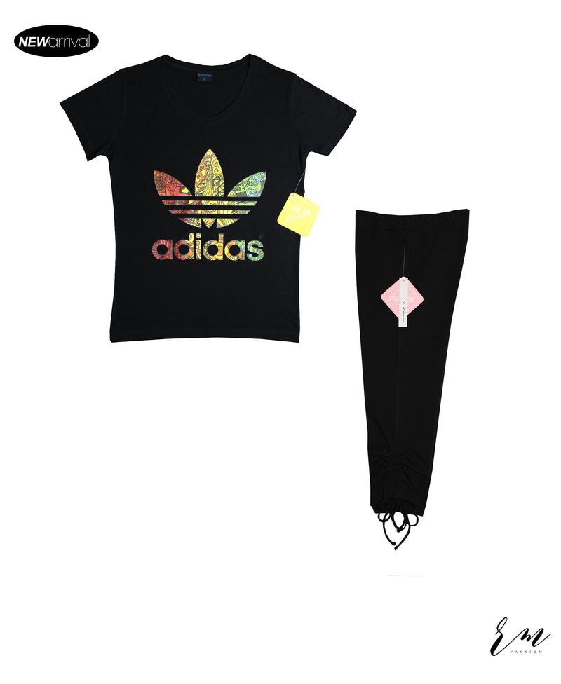 Ladies Activewear (Ladies top (Adidas Black) / Black Capri )