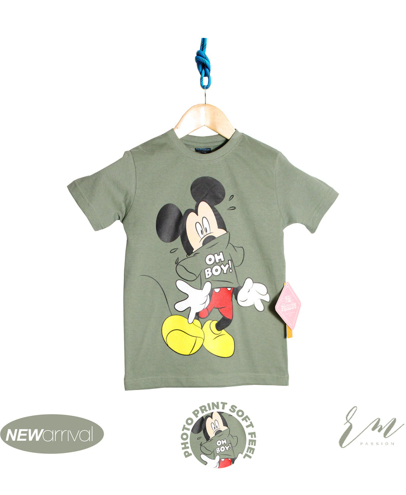Boys T-Shirt Olive Green (Mickey Oh Boy)