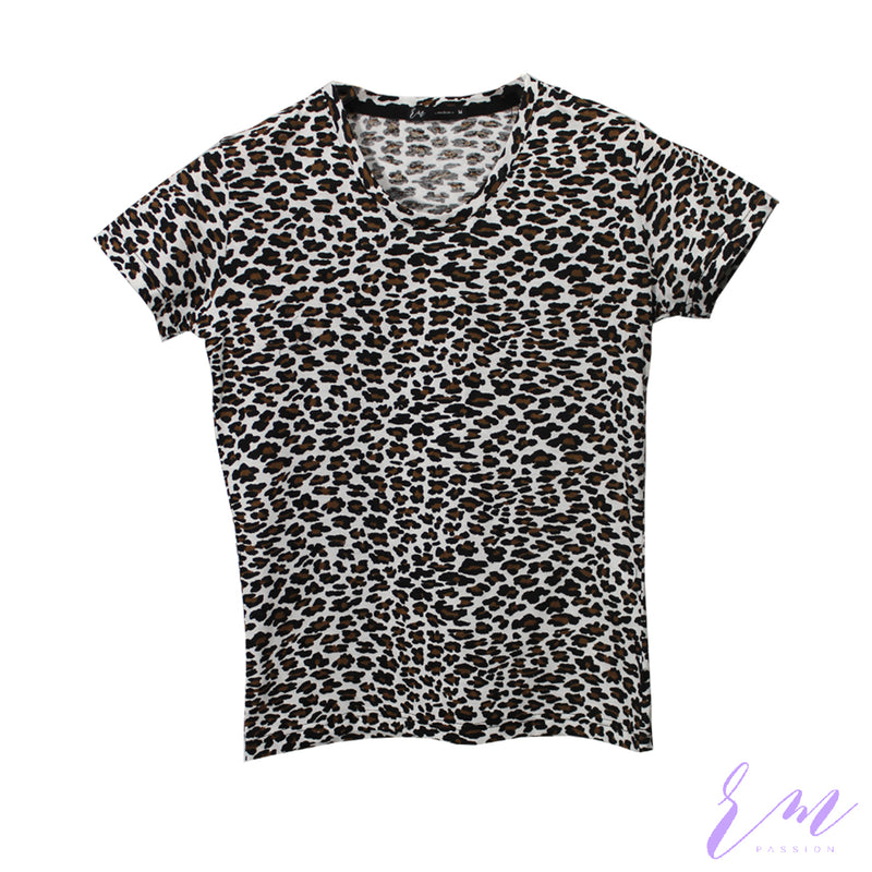 Ladies T-Shirt White (Cheeta Print)