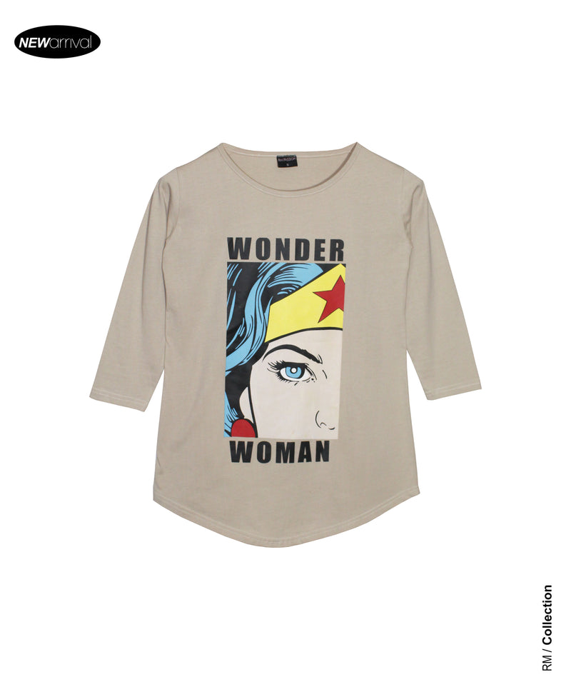 Ladies Loungewear Wonder Woman (Beige) Star Trouser (Burgundy)