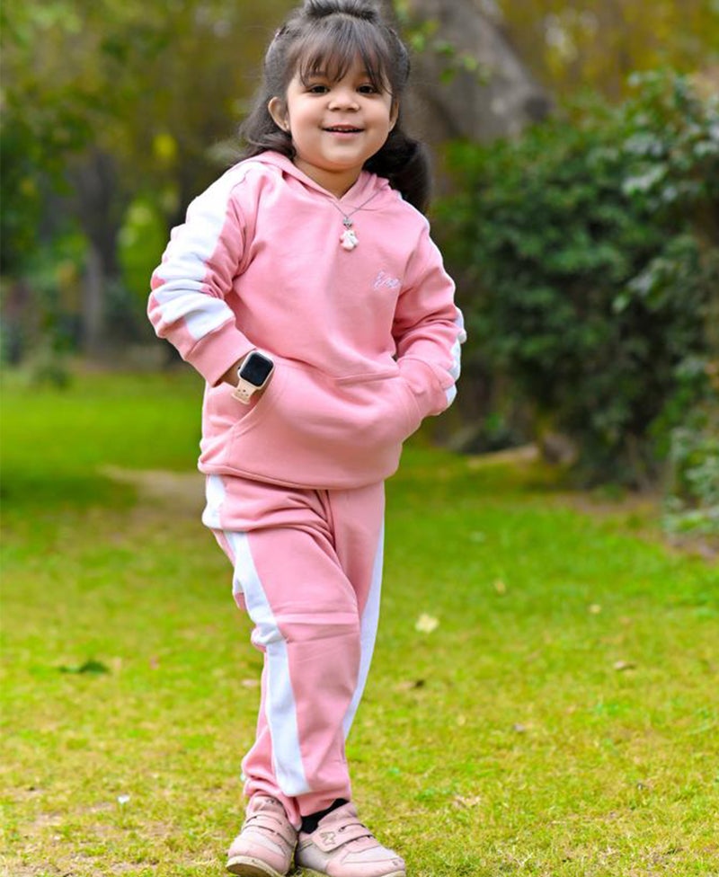 Girls Embroided Tracksuit (Rose pink)