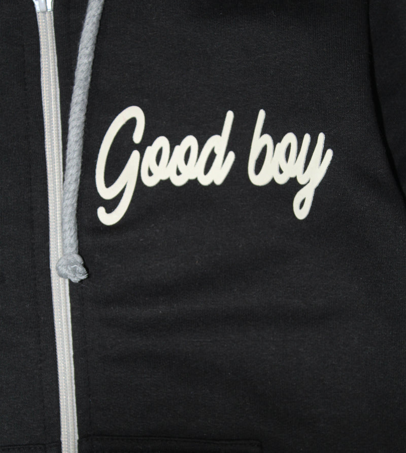 Boys Zipper Hoodie Good boy ( Black )