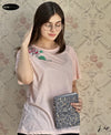 Ladies Embroided T-Shirt (Flower Lt Pink)