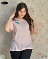 Ladies Embroided T-Shirt (Flower Lt Pink)