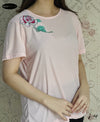 Ladies Embroided T-Shirt (Flower Lt Pink)