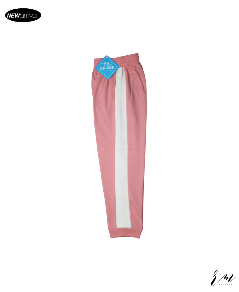 Girls Trouser White Stripe (Rose Pink)