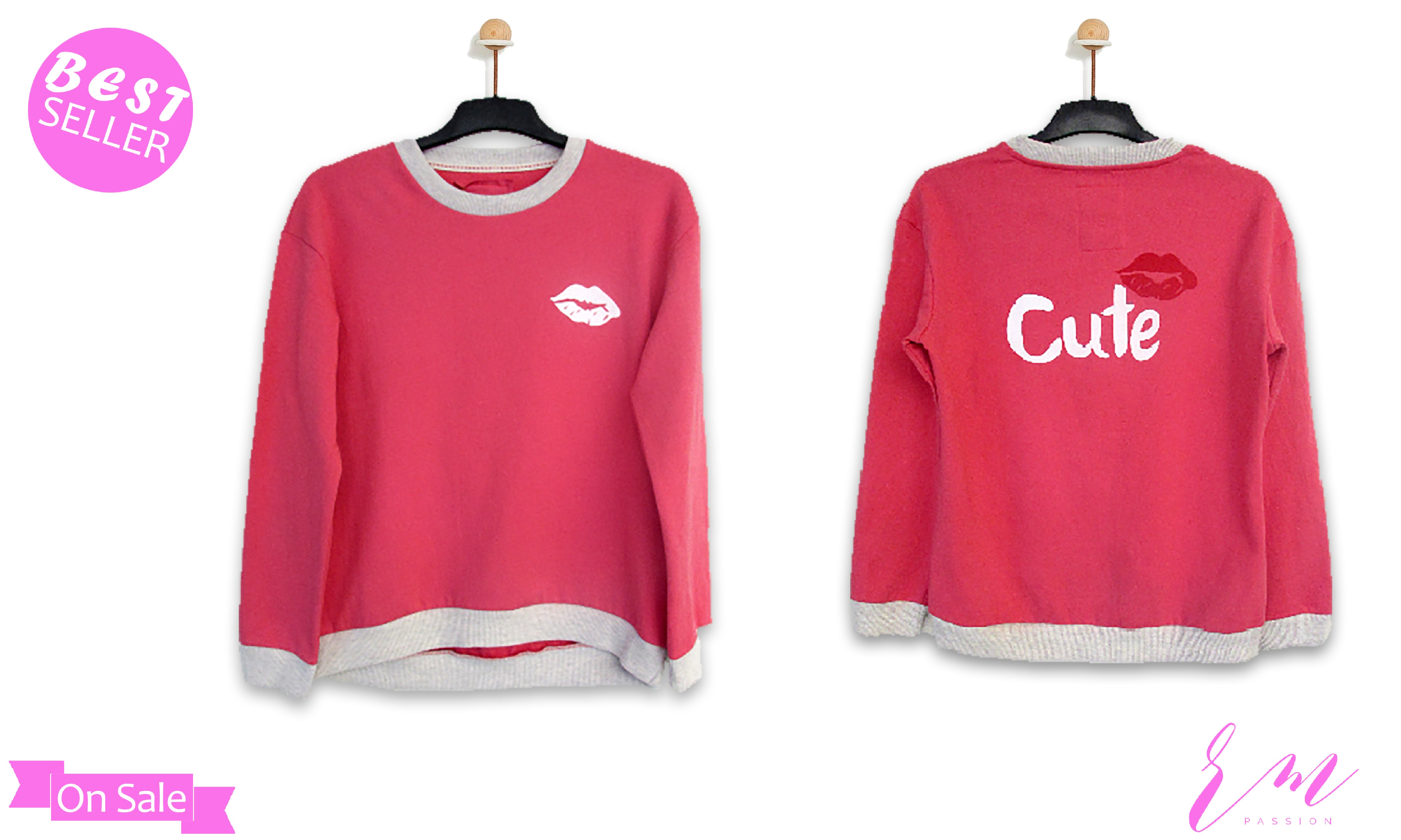 Ladies Sweatshirt Lips (Pink)