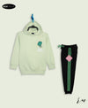 Girls Pack Pullover Broccoli (Banana Green) Stripe Trouser ( Black )