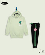 Girls Pack Pullover Broccoli (Banana Green) Stripe Trouser ( Black )