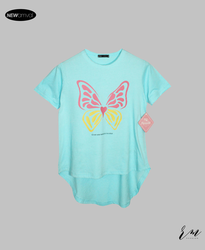 Ladies Long tail T-Shirt (Butterfly)