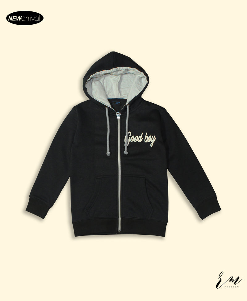 Boys Zipper Hoodie Good boy ( Black )