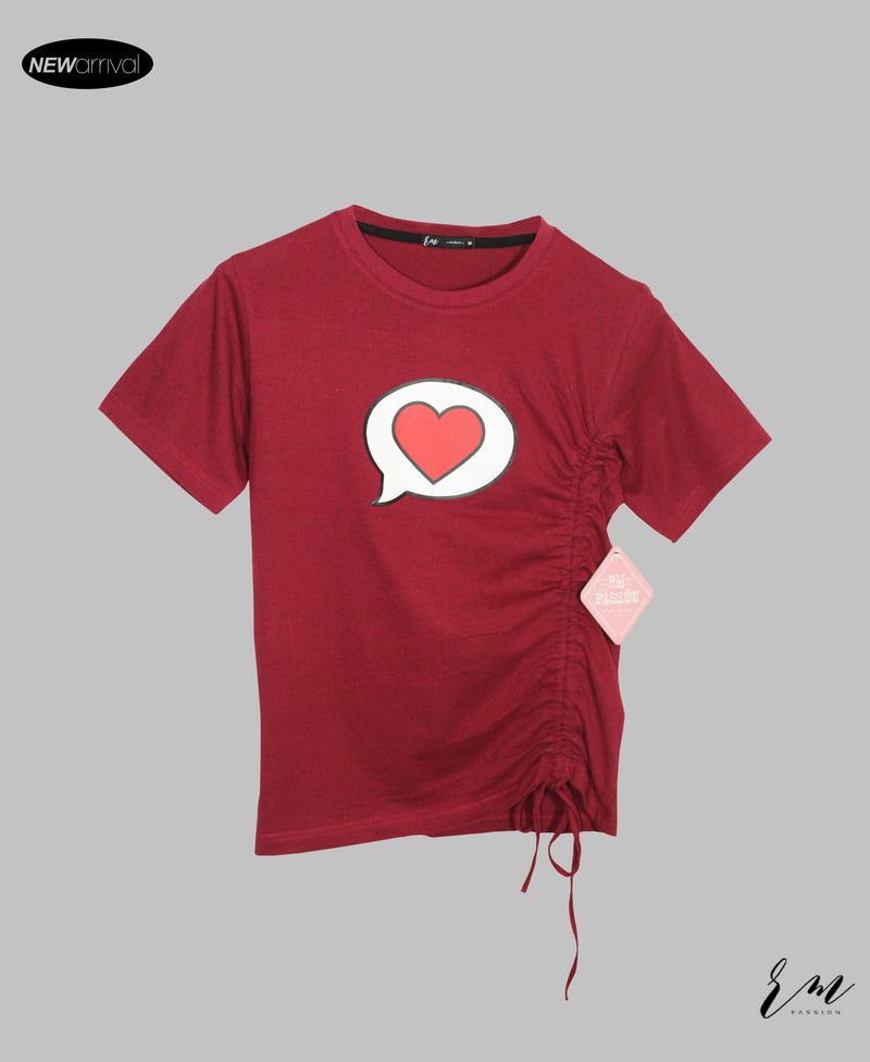 Ladies T-Shirt Clintch Heart ( Maroon )