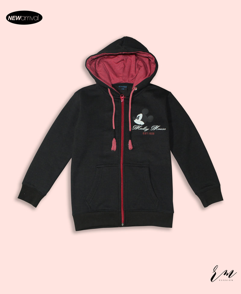 Girls Zipper Hoodie Mickey ( Black )