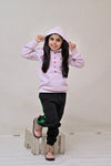 Kids Pack Pullover Embroidered Flower (Ice Pink) Trouser ( Black )