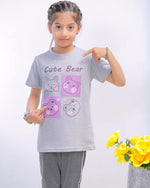 Girls T-Shirt Grey (Cute Bear)