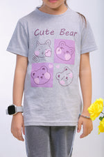 Girls T-Shirt Grey (Cute Bear)