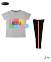 LadiesLoungewear (Nirvana Grey /  Trouser ( Pink Stripe ) Black