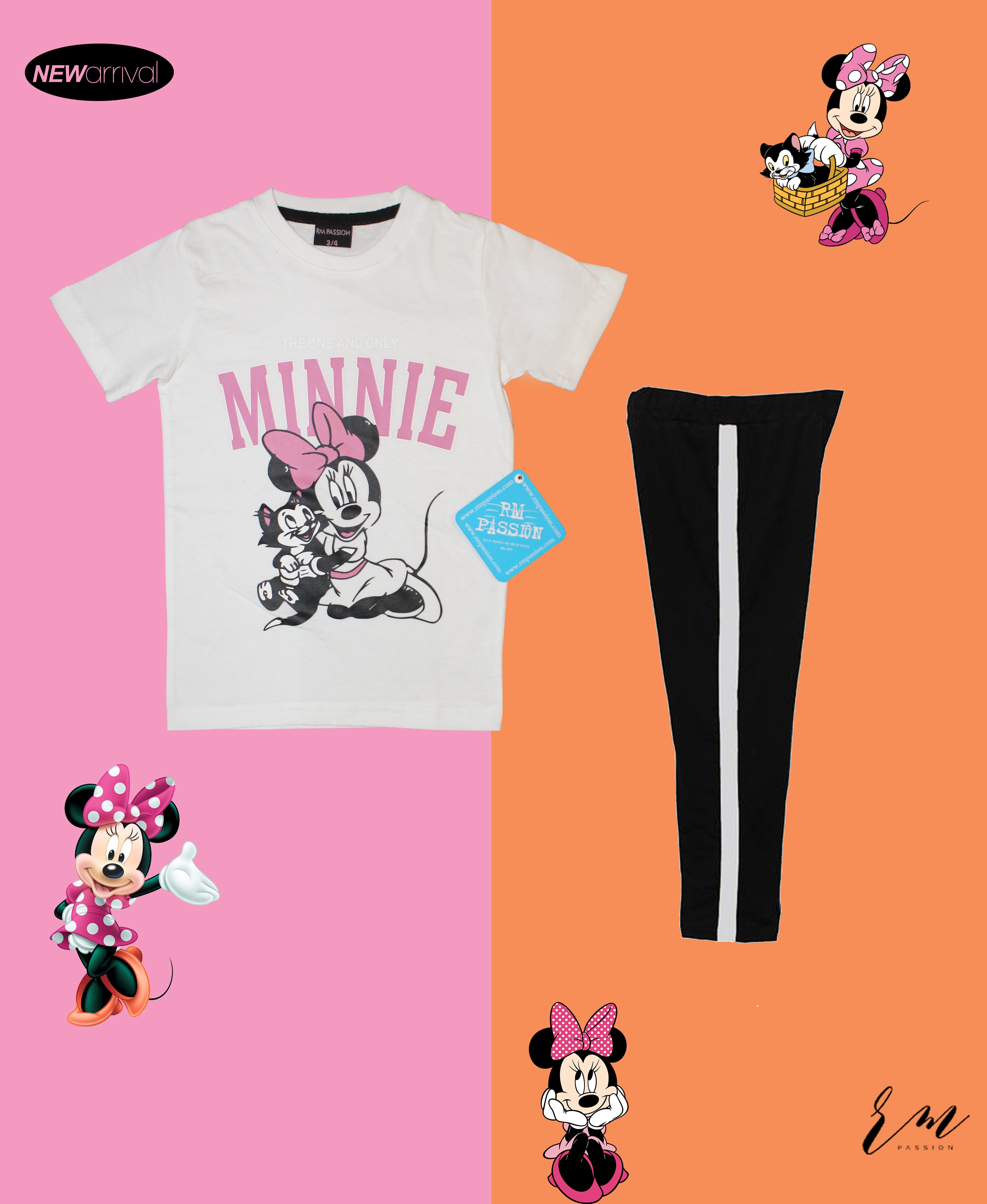 Girls Pack ( Minnie cat ( White ) /  Black ( White Stripe Trouser )