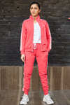 Ladies Zipper Track Suit (Pink)