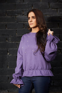 Ladies Frill Sweatshirt (Purple)