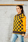 Ladies High Collar Sweatshirt (Black/Orange)