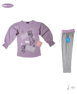 Girls Pack  (Lavender Balloon Shirt Tom & Jerry) / Grey Lavender Star Trouser