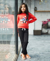 Girls Mickey Printed Sweatshirt (Red)