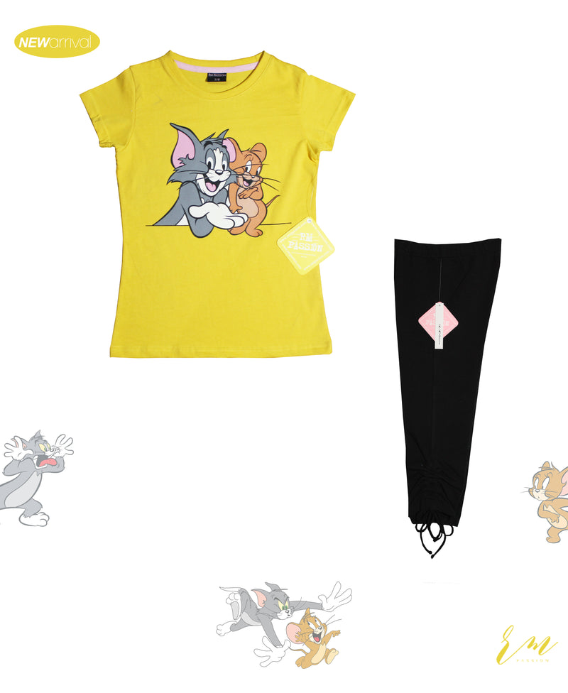 Girls Pack (Tom & Jerry ( Yellow) /  Black capri )