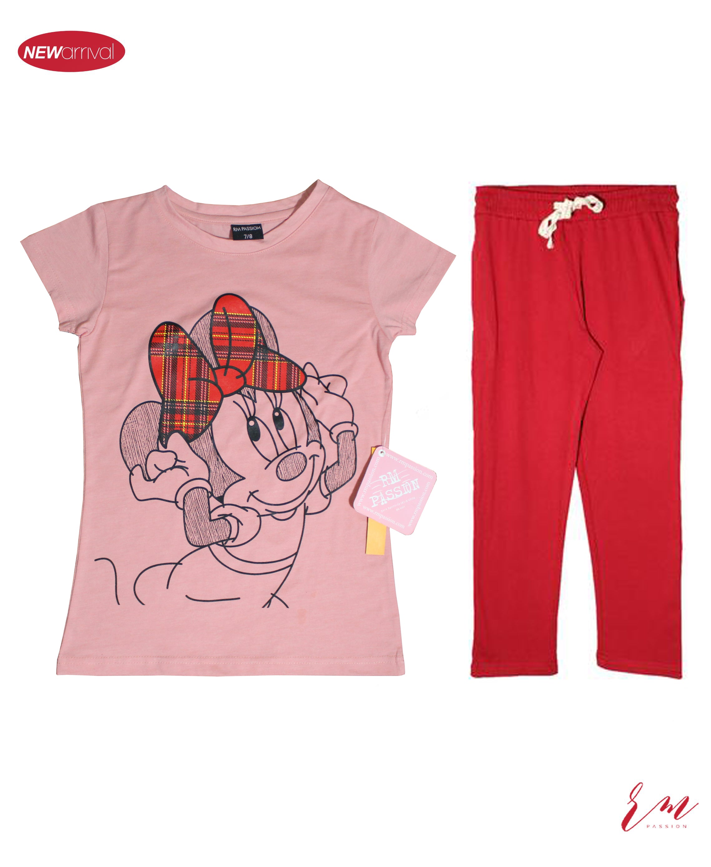 Girls Pack (Pink Minnie Half sleeve  / Red Trouser )
