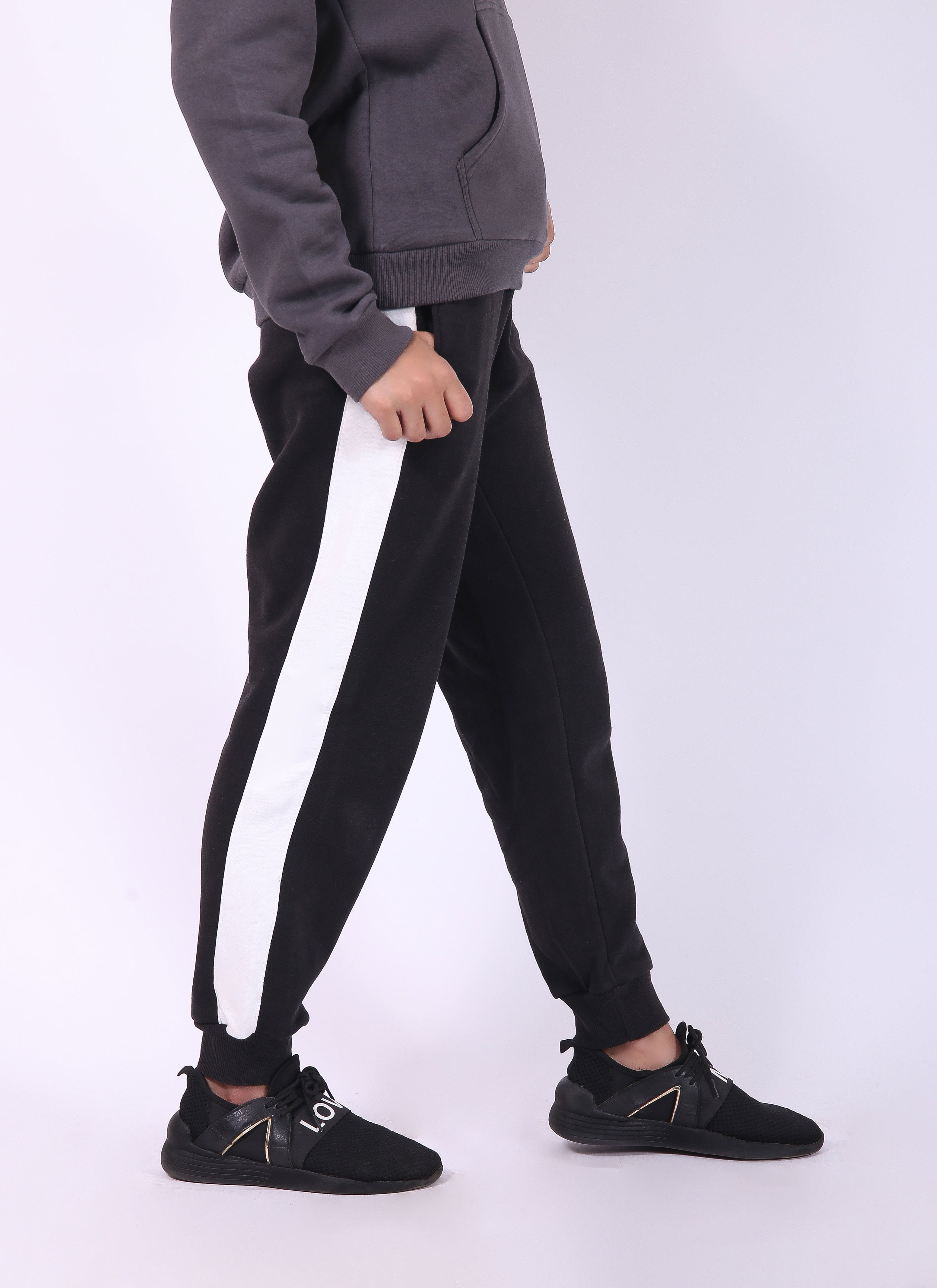 Ladies Track Suit keep active (Charcoal) Stripe Trouser (Black)