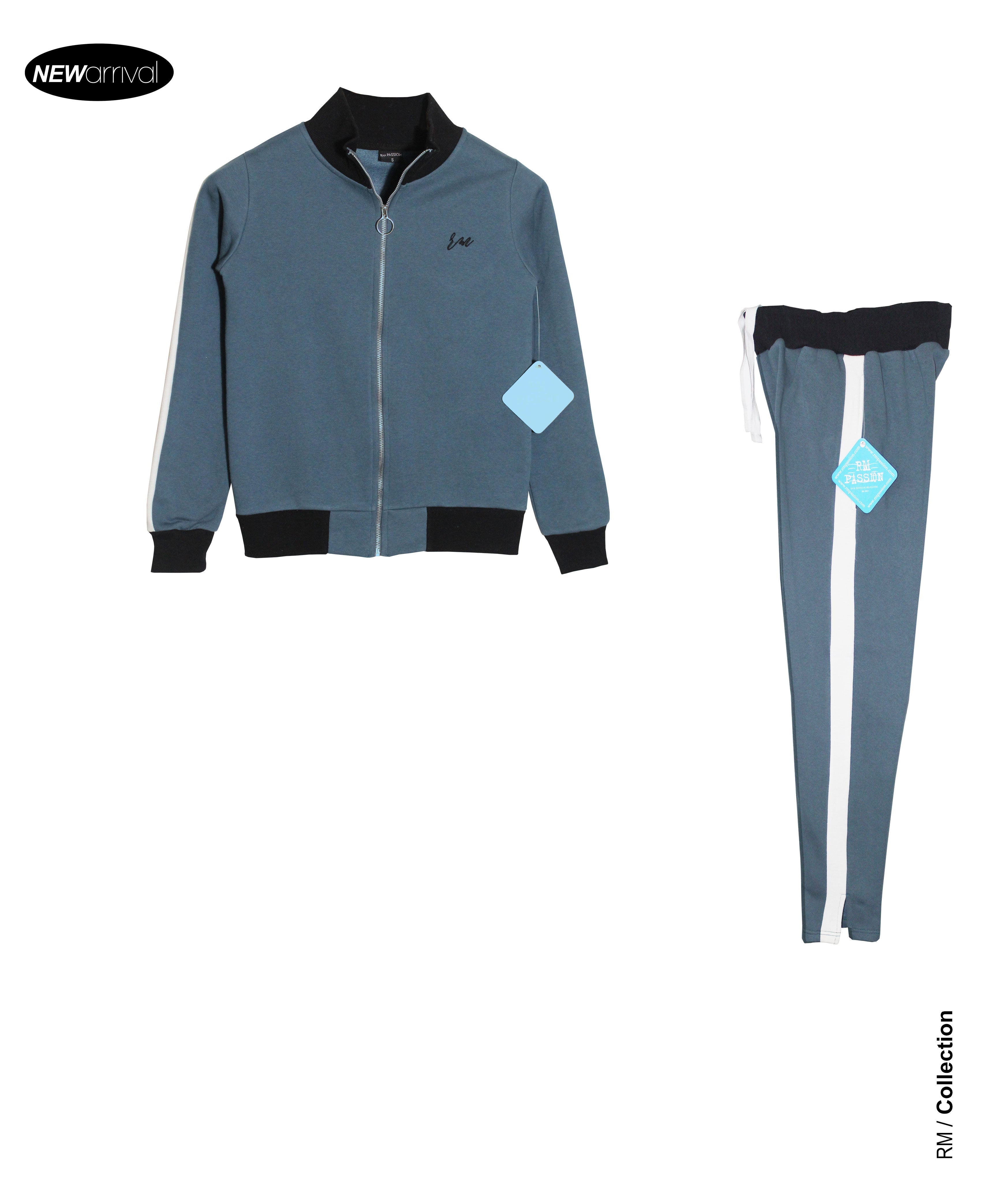 Ladies Zipper Track Suit ( Mid Blue )