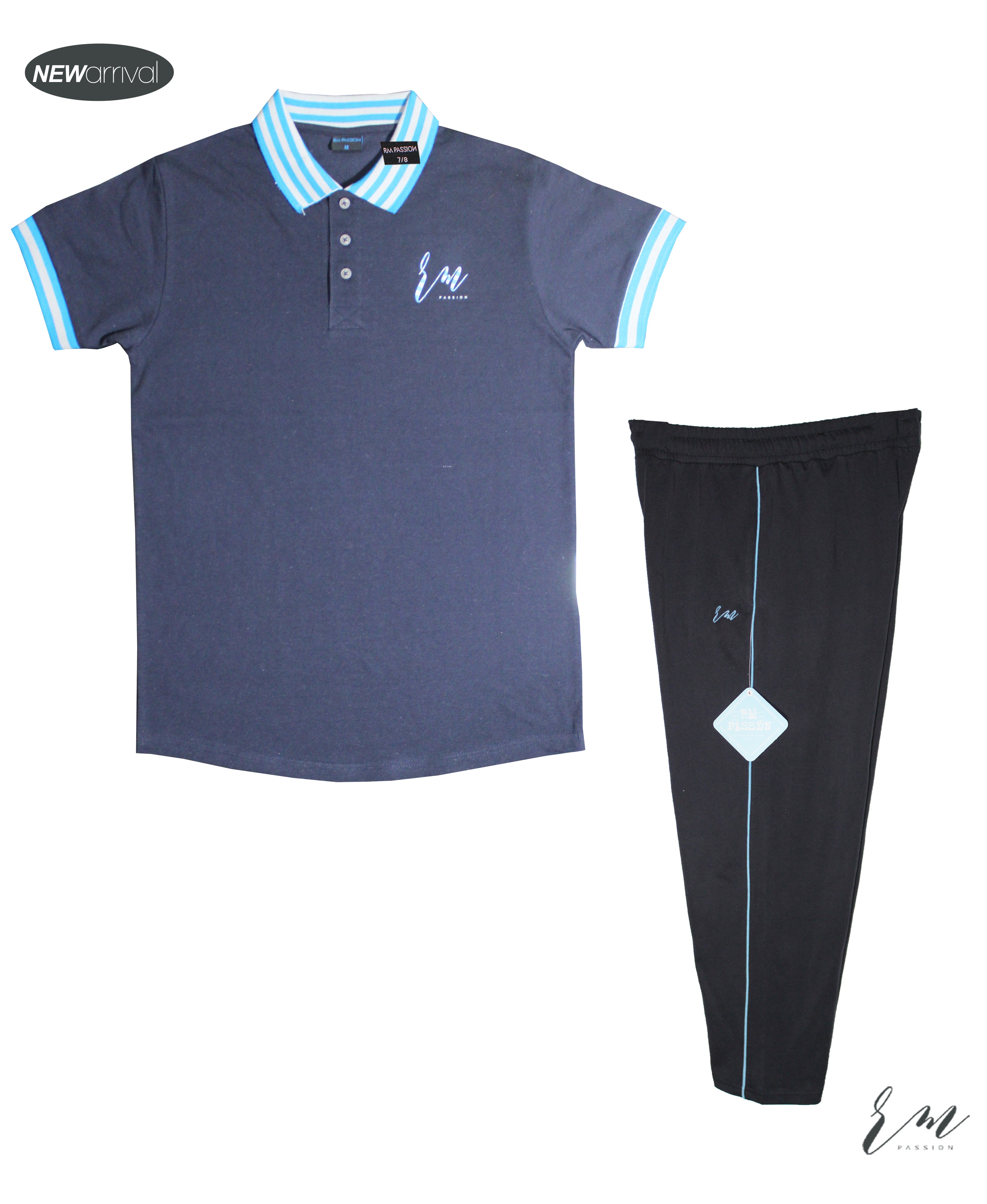 Mens pack (Men Polo Tee (Blue) / Mens Relax Fit Trouser (Navy)