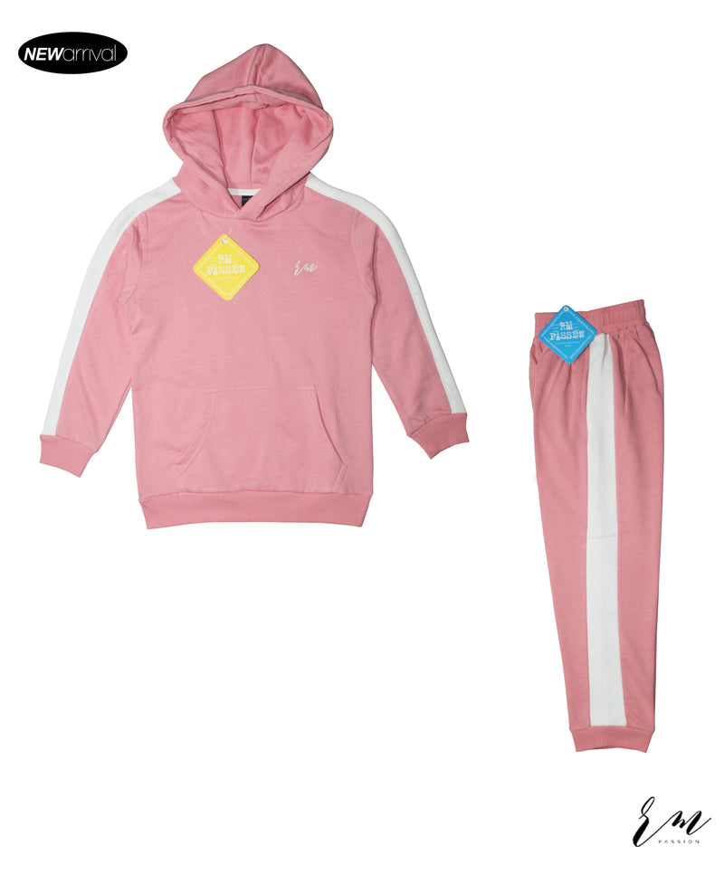 Girls Embroided Tracksuit (Rose pink)