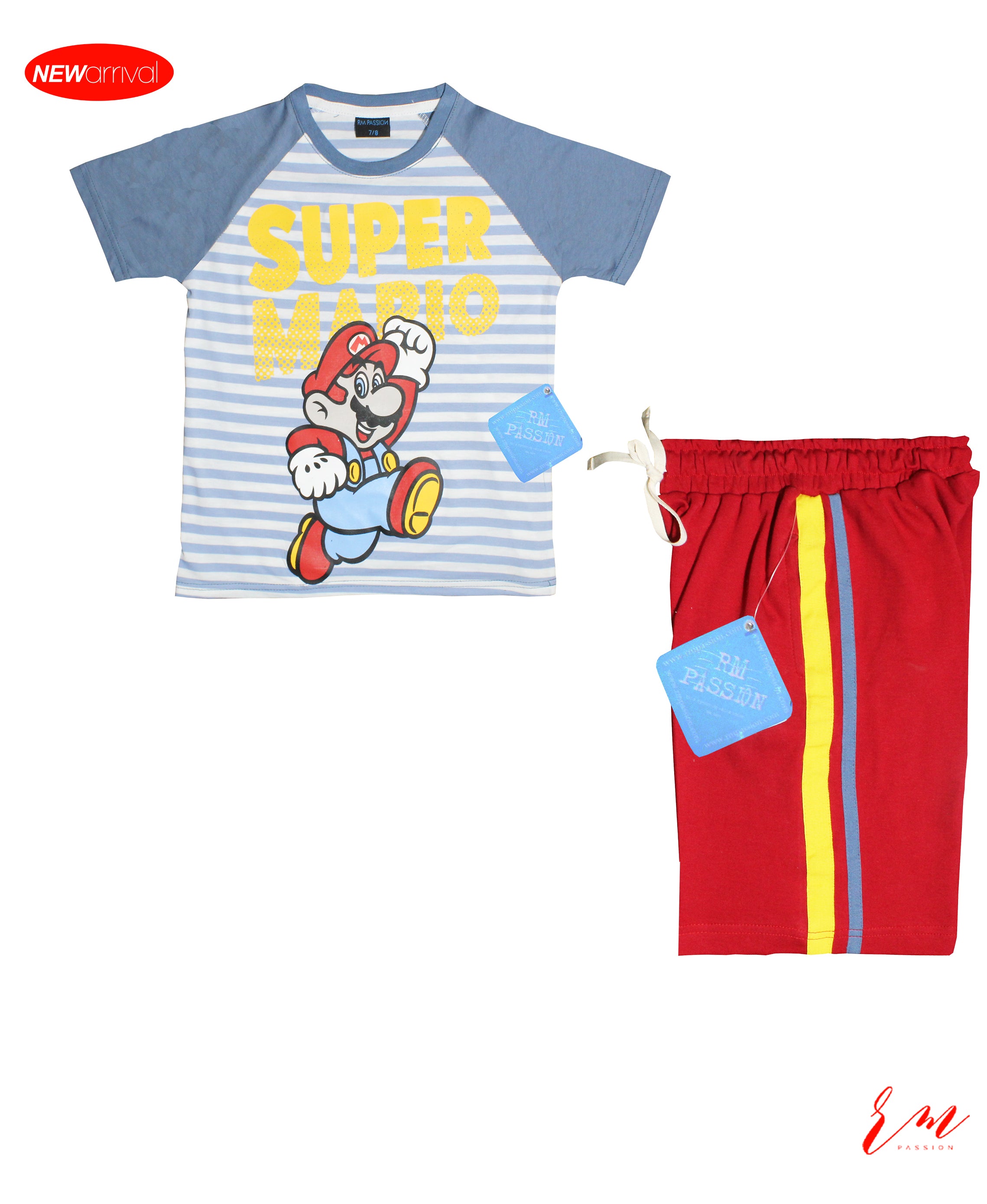 Boys (Super Mario / Tory Blue) / Side stripe Short (Red)
